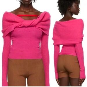 jacquemus Pink Off-the-Shoulder Sweater